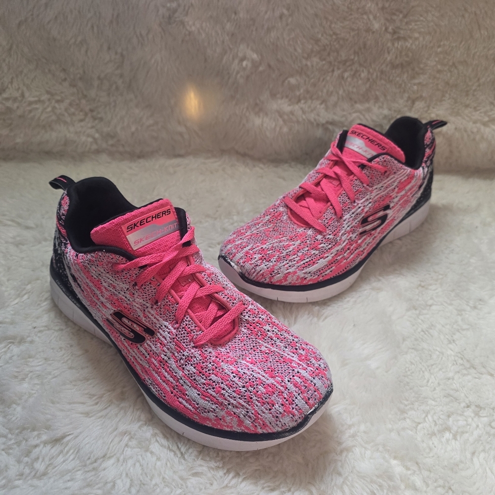 Skechers Synergy 2.0 High Spirits Pink Knit Athletic Comfort Sneakers Size 7.5